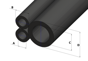 Triple rubber tube for air and milk passage -Ø7mm x Ø14mm + Ø14mm x Ø25mm